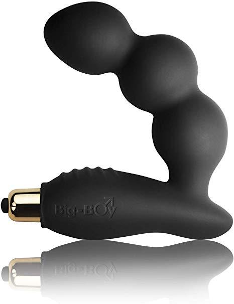 Rocks Off Big Boy 7 Speed prostate massager with silky soft silicone, waterproof design, showing a curved, ergonomic shape.