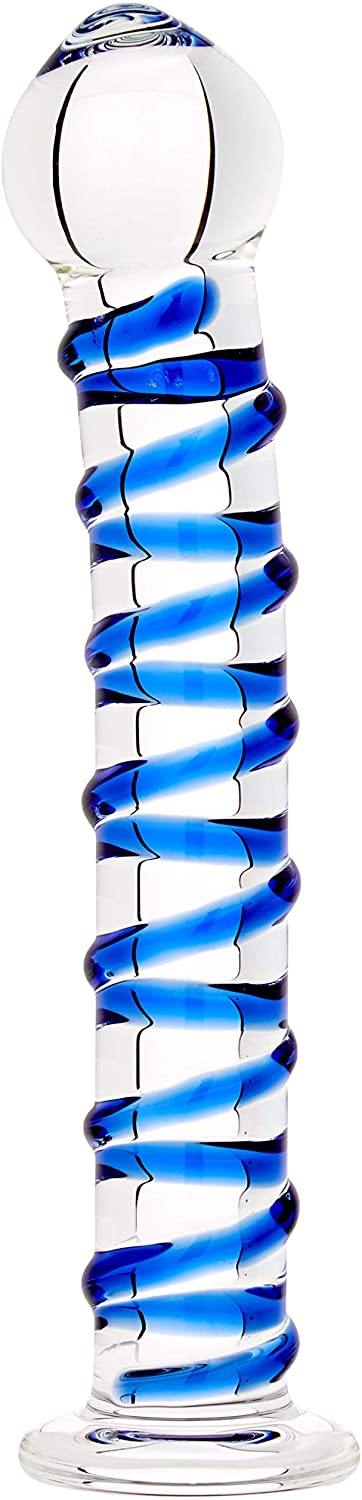 Glas Spiral Glass Dildo Blue