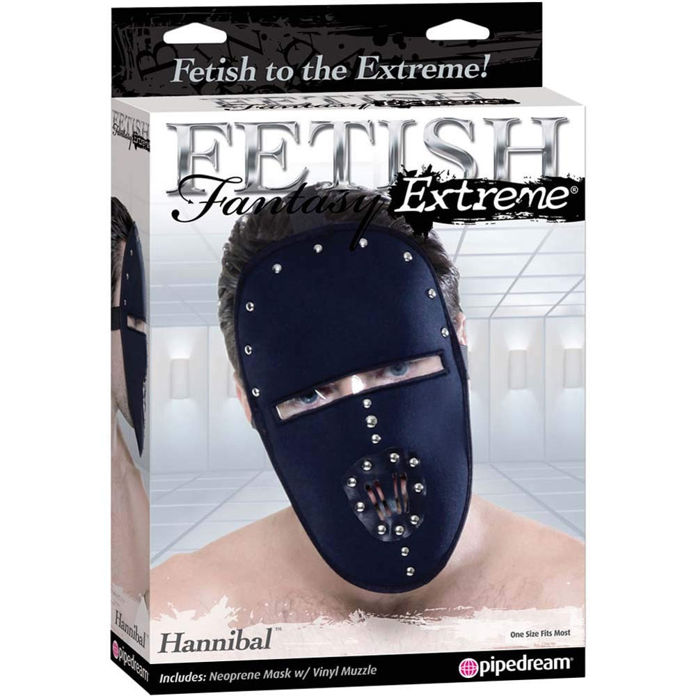 Fetish Fantasy Extreme Hannibal mask hood with intricate design and straps, made for BDSM role-play and costume accessories.