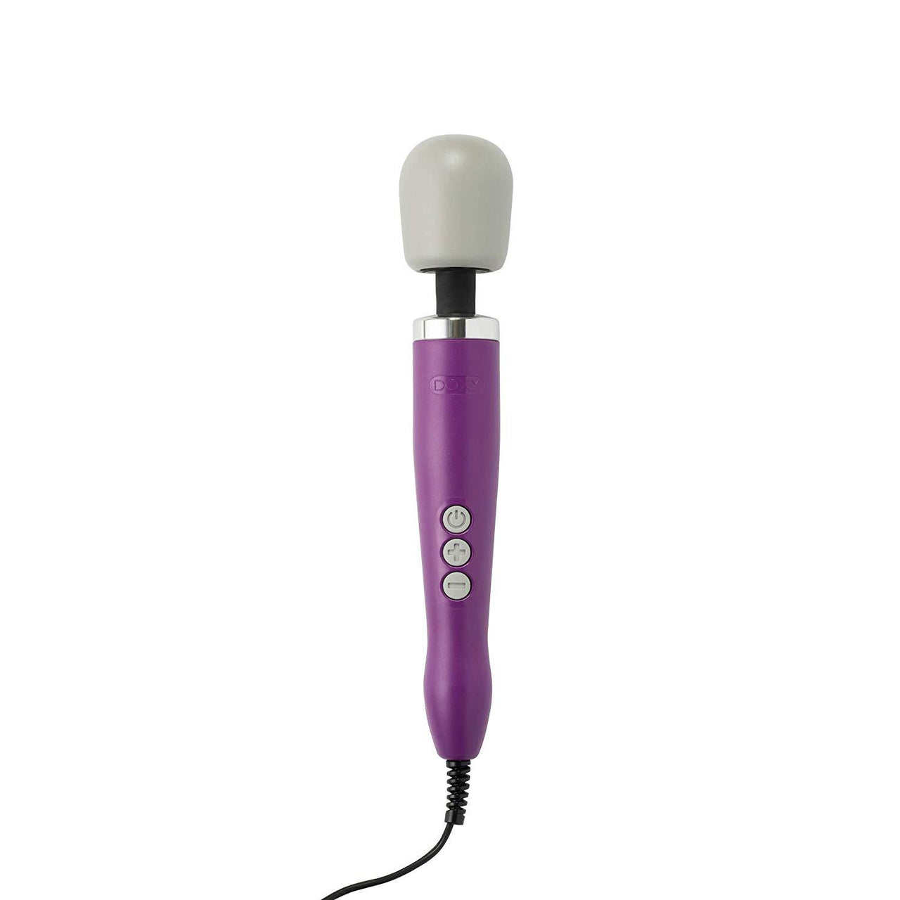 a purple and white hair dryer on a white background