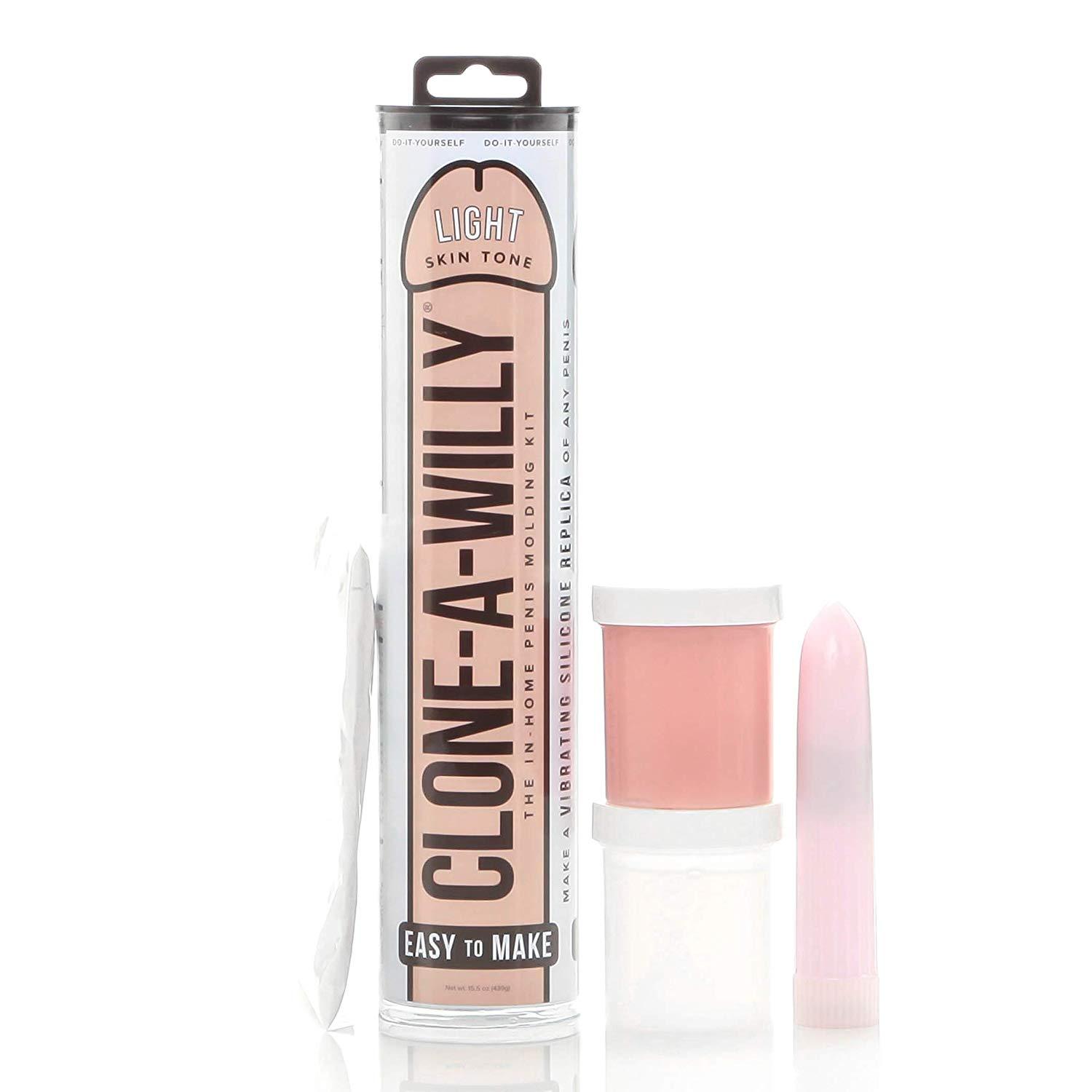 Clone-A-Willy vibrating penis moulding kit with silicone replica and realistic dildo design, from Clone-A-Willy brand.