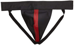 Scandals Black Leather Jock with Red Stripe