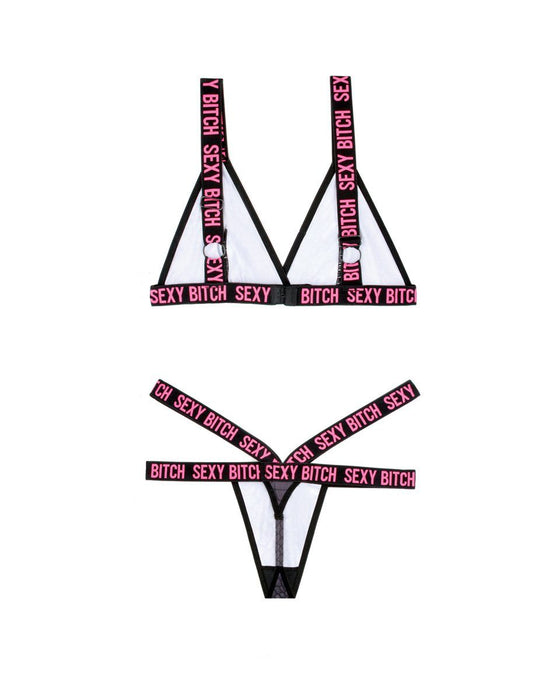 "Sexy Bitch" Bralette and Strappy Panty Set