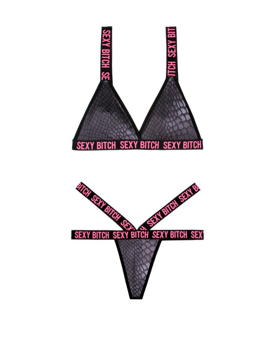 "Sexy Bitch" Bralette and Strappy Panty Set