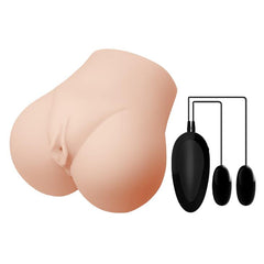 Realistic vibrating masturbator by Crazy Bull with dual openings for vagina and anal, featuring multi-speed control.