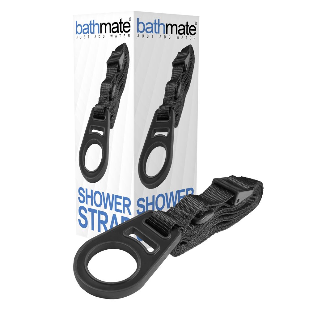 Bathmate Shower Strap accessory shown in black, designed for secure attachment during bath or shower use.