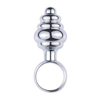 Thumbnail for Ribbed Metal Butt Plug with Ring
