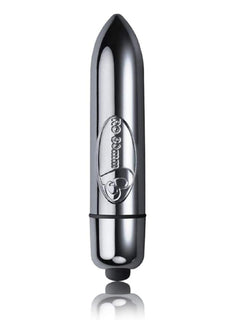 Rocks Off RO-80mm patterned bullet vibrator with seven settings for intense pleasure, compact design, and textured surface.