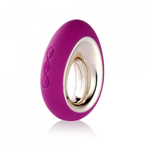 Lelo Alia deep rose clitoral vibrator with smooth ergonomic design, showcasing its sleek shape and textured surface.