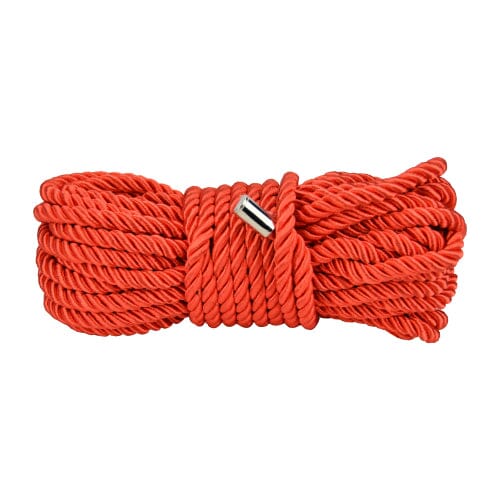 Red Bound to Please Silky Bondage Rope, 10m, soft and sensual Shibari-style rope for BDSM restraint and rope play.