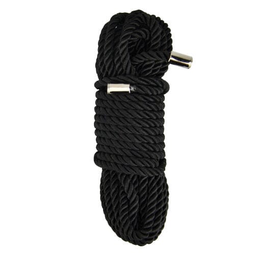 Black silky bondage rope by Bound to Please, 10m length, soft and sensual for shibari and bondage restraint.