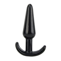 a black plastic butt plug with a long handle