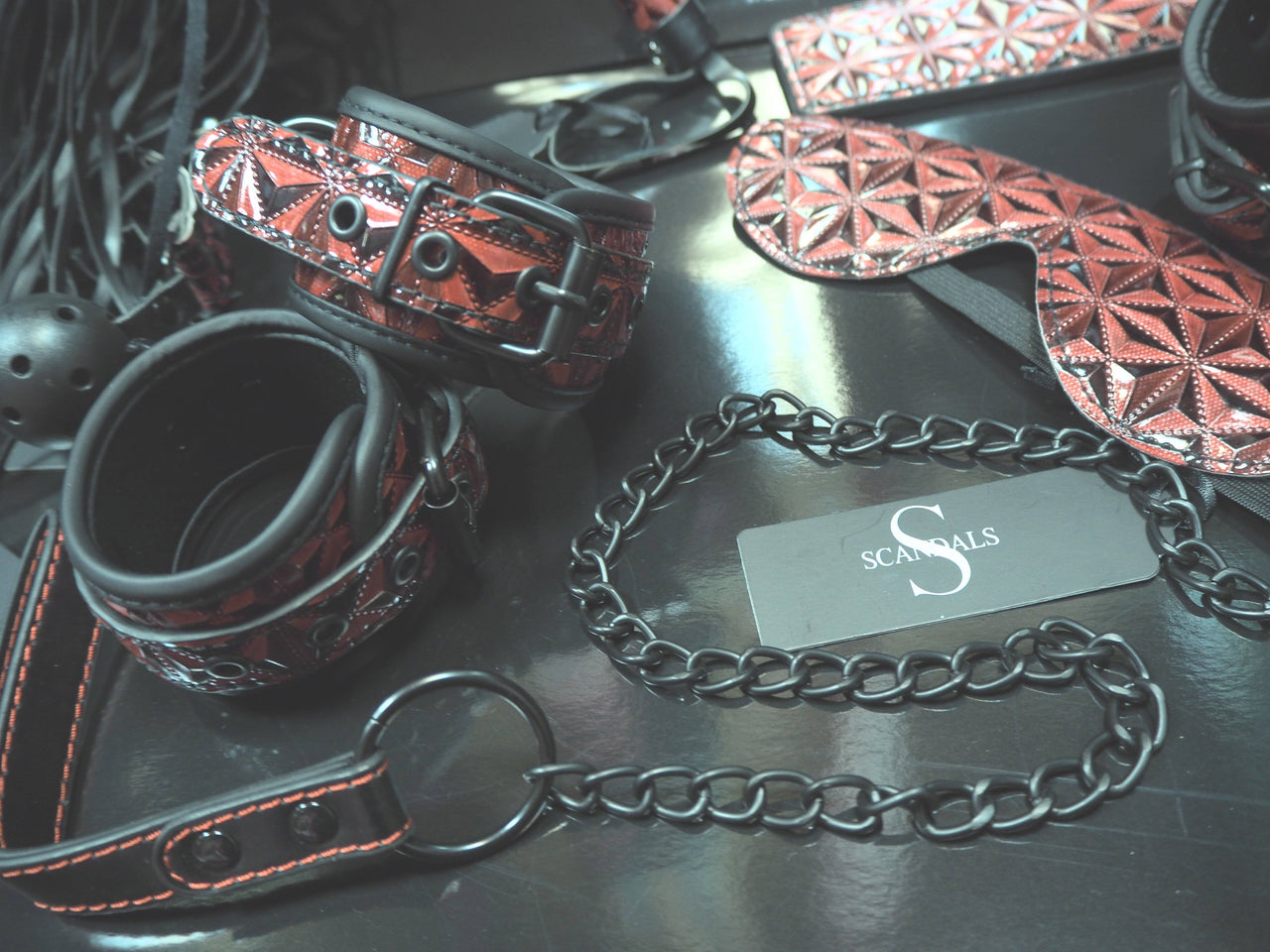 The Scandals 8-in-1 Red & Black Luxe Bondage Kit