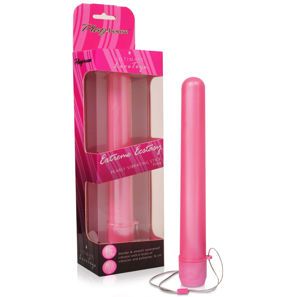 Playhouse Extreme Ecstasy Pearly Vibrating Stick with 6 functions, smooth surface, and ergonomic design for versatile pleasure.
