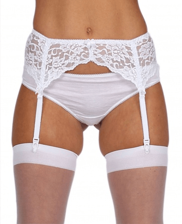 Sunburst White Lace Suspender Belt