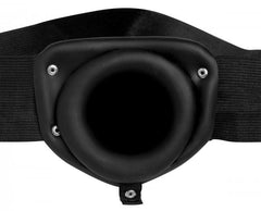 Elegant composition of the Pumper Inflatable Hollow Strap On illustrating its firm hollow shaft and versatile design for multi-play options.