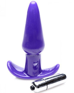 Thrilling Noir Smooth Vibrating Anal Plug for Beginners in purple