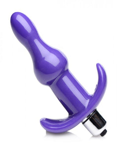 Vibrating Rolling Bumpy Jelly Anal Butt Plug With Rolling Bumps in purple