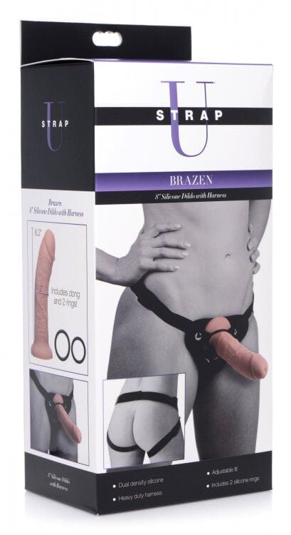 8" Silicone Dildo with Harness