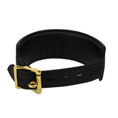a black leather belt with a gold buckle