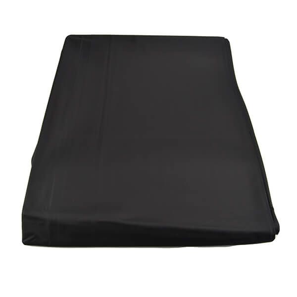 Black PVC bed sheet by Bound to Please, fetish-style, smooth and waterproof, perfect for easy cleanup and moisture resistance.