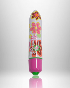 Colorful Rocks Off RO-80mm patterned bullet vibrator with floral design, featuring 7 settings for intense pleasure.