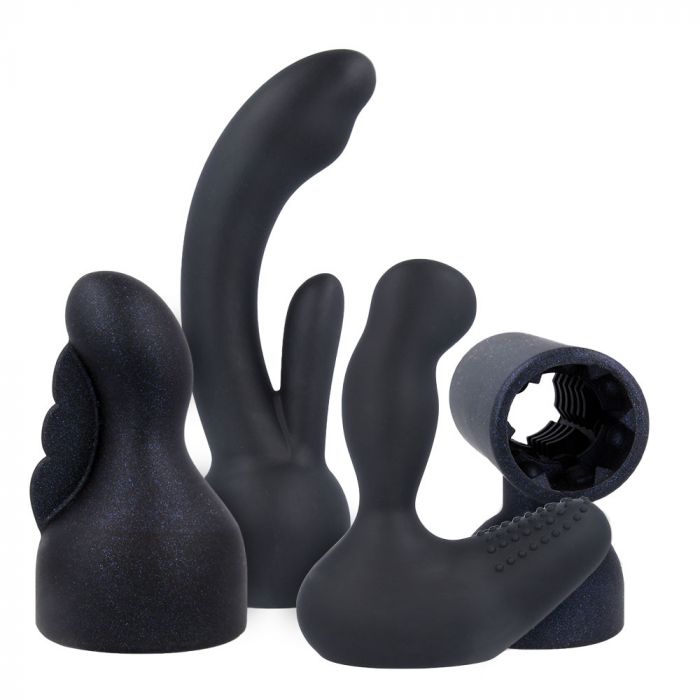 Doxy Wand Attachments set with three styles, compatible with Doxy wand massagers, showcasing different attachment shapes and sizes.