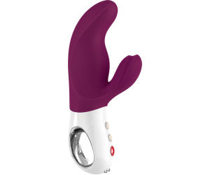 a white and purple device with a purple handle