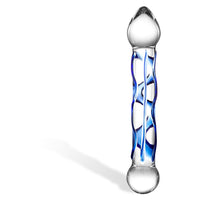 Thumbnail for Glas Full Tip Strukturierter Glasdildo Blau