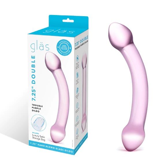 Glas Double Trouble Dildo Lila (7,25")