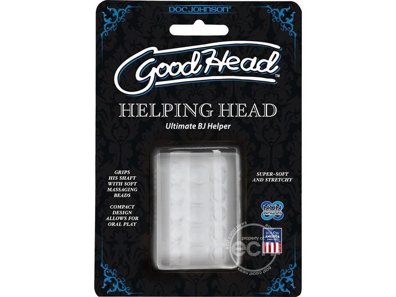 Doc Johnson Helping Head Ultimate BJ Helper mini stroker with massage beads, 2-inch length, designed for realistic masturbation pleasure.