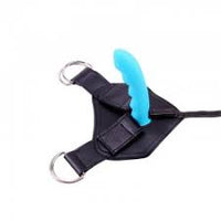 Strap-On-Geschirr mit blauem 7-Zoll-Silikon-Dong