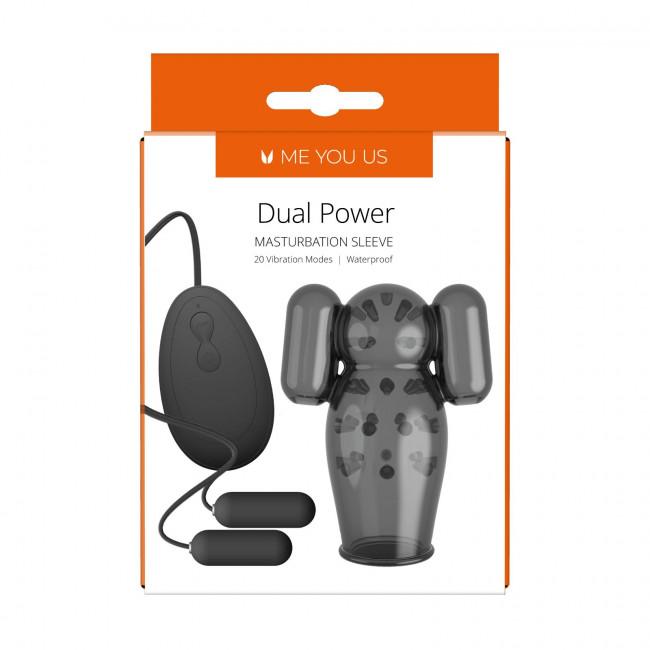 ABS Dual Power Masturbation Sleeve for men, soft silicone material, textured interior, compact and discreet design.