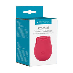 Me You Us Rosebud silicone clitoral suction vibrator with rose-shaped design and soothing texture, designed for intimate pleasure.