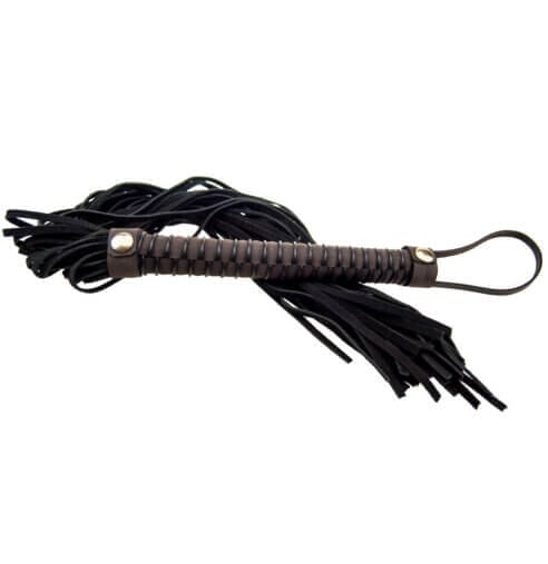 Bound to Please nubuck leather flogger with multiple tails, perfect for sensual play and BDSM experiences.
