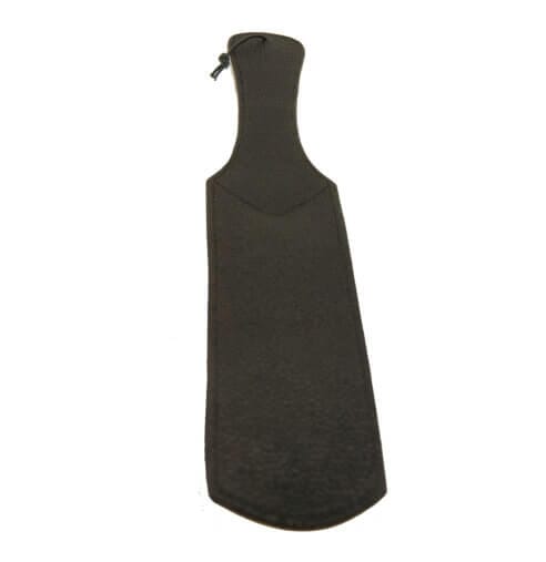 Bound Nubuck Leather Padded Bondage Paddle by 1on1, showing its dual-sided design with padded and smooth leather surfaces.