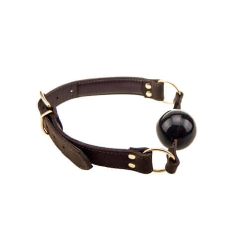 Bound Nubuck leather ball gag with buckle strap, solid BDSM gag from Bound to Please, featuring adjustable strap and smooth surface.