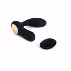 Svakom Vick waterproof prostate massager with remote control, showing sleek design and control buttons for powerful vibrations.