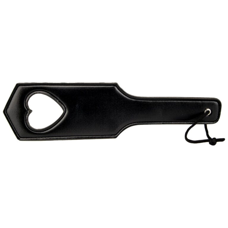 Bound to Please Love Slapper Paddle, a hollow wooden paddle for sensual play, shown in close-up with textured surface.