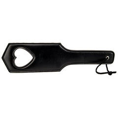 Bound to Please Love Slapper Paddle, a hollow wooden paddle for sensual play, shown in close-up with textured surface.
