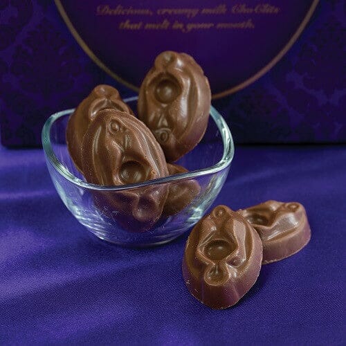 Edible Choc Clits treats by Spencer and Fleetwood, shown in close-up with rich chocolate texture and colorful packaging.