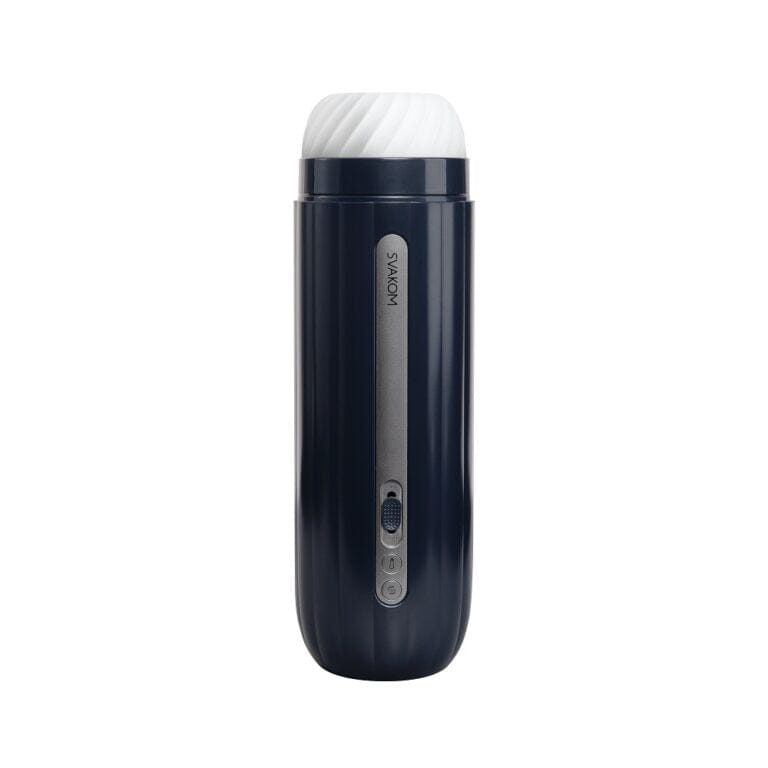 Svakom Hannes Neo Heat vibrating male masturbator with textured interior and heating feature, designed for realistic stimulation.