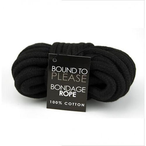 Black Bound to Please bondage rope, 10m soft and sturdy restraint rope for bondage and restraint activities.