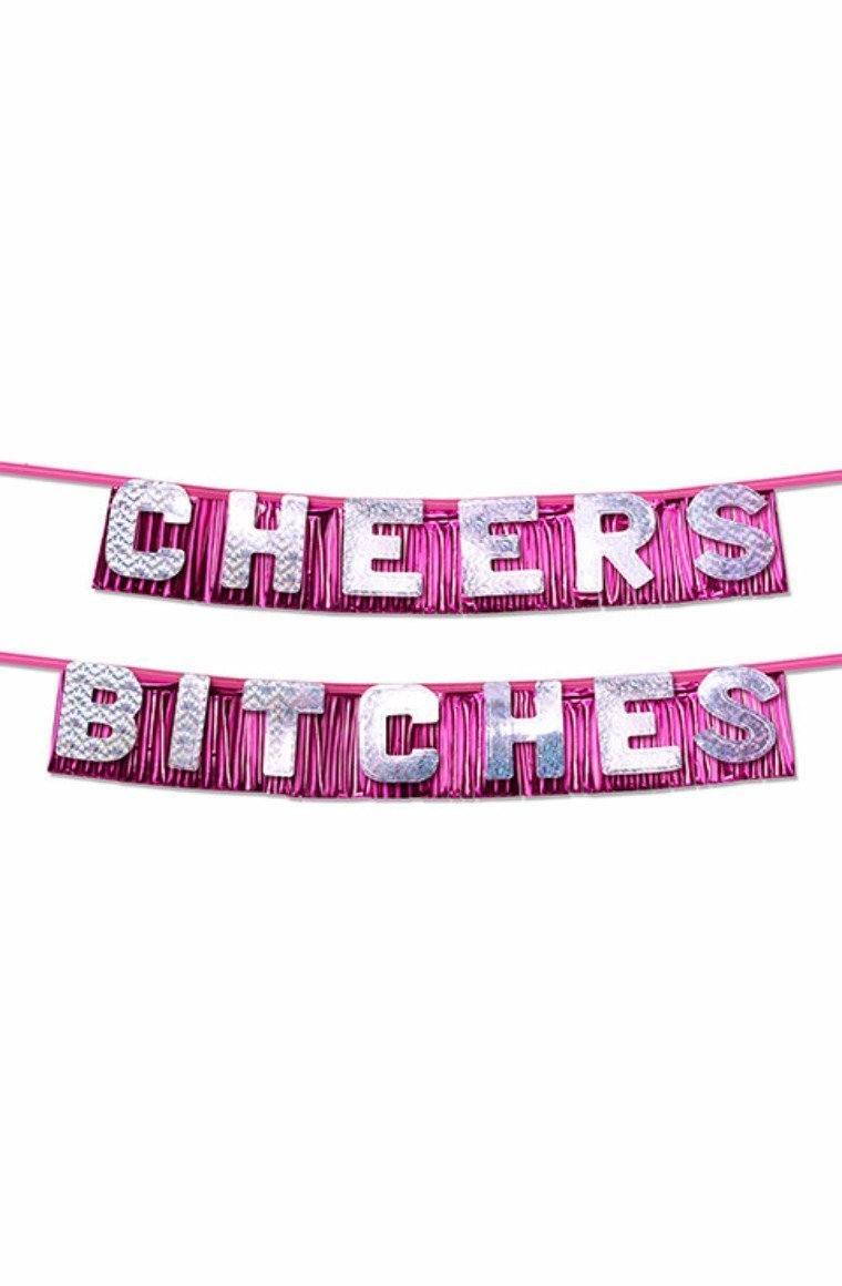 Colorful Cheers Bitches! novelty party banner by Tonga BV with bold lettering for celebration and fun events.