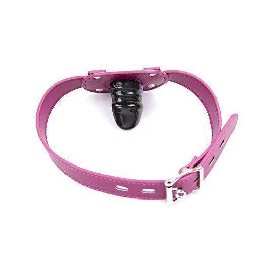 Scandals Magenta Leather Lockable Penis Gag 2 inch and 4 inch available