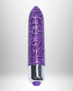 Purple Rocks Off RO-80mm patterned bullet vibrator with seven settings, compact and discreet for intense pleasure.