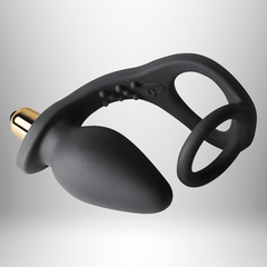 Black RO-Zen waterproof silicone vibrating anal toy with 7-speed bullet from Rocks Off, designed for versatile pleasure.
