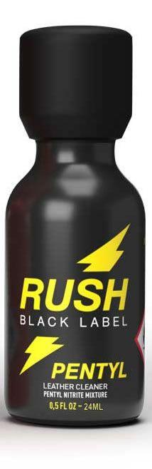 Rush Black Label Leather Cleaner bottle, a professional leather cleaner by Rush, shown with a clean, sleek design in the image.