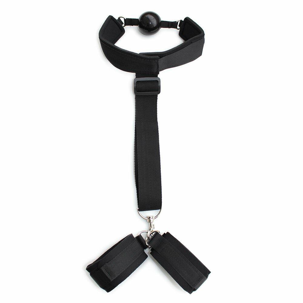 Fetish Bondage Mouth Gag Ball Gag Slave Sub With Detachable Wrist Cuffs