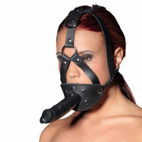 Zado Leather Head Harness with Dildo